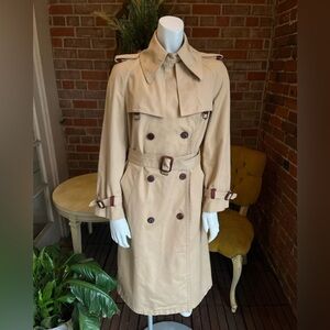 Etienne Aigner Tan Trench Coat with Maroon Details
